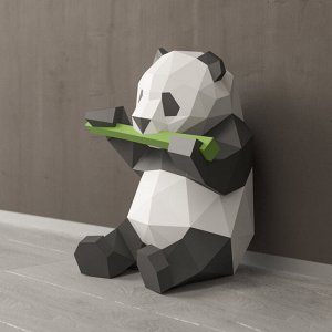 3D Фигура Панда с бамбуком, полигональная фигура, набор для творчества, украшение интерьера