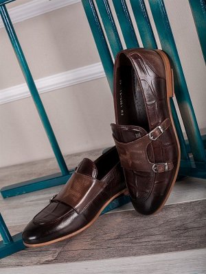 Мужские туфли в стиле классика/ Монки мужские (1509-51-00 Шоколад)