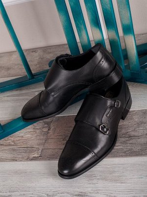Мужские туфли в стиле классика/ Монки мужские (1512-55-L1 Черный)