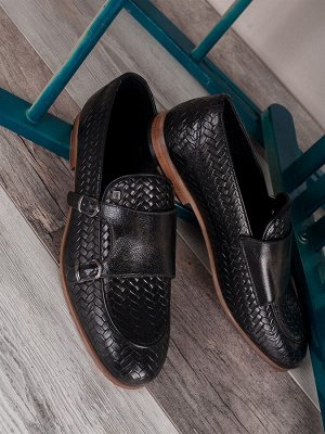 Мужские туфли в стиле классика/ Монки мужские (1509-51-00 Черный)