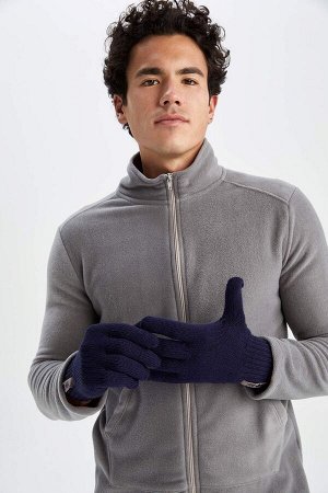 Мужские трикотажные перчатки с тканой этикеткой