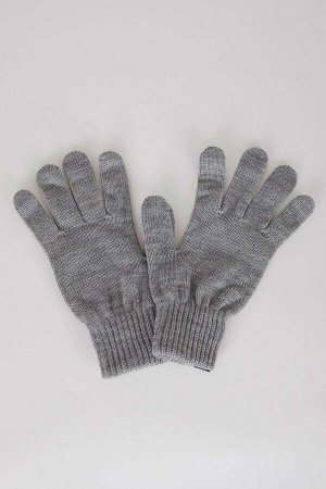 Мужские трикотажные перчатки с тканой этикеткой