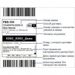 Термоэтикетка 75x120 мм, диаметр втулки 40 мм, 300 штук, ЭКО