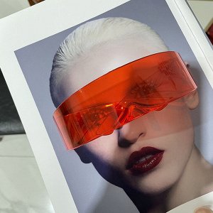Солнцезащитные очки унисекс в стиле "Киберпанк", цвет красный + чехол
