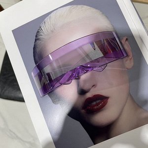 Солнцезащитные очки унисекс в стиле "Киберпанк", цвет фиолетовый + чехол