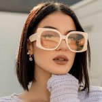 Женские солнцезащитные очки крупные с широкой оправой, цвет бежевый