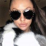 Женские солнцезащитные очки &quot;Авиаторы&quot; со стразами, цвет черный