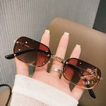 Женские солнцезащитные очки овальные с металлической оправой, цвет коричневый
