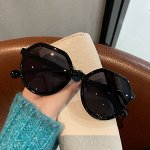 Женские солнцезащитные очки круглые, цвет черный