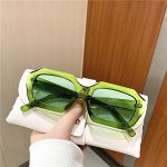 Женские солнцезащитные очки прямоугольные с широкой оправой, цвет зеленый