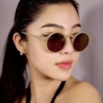 Женские солнцезащитные очки круглые, цвет коричневый