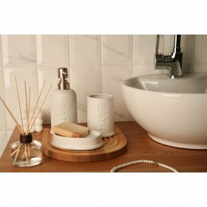 Набор аксессуаров для ванной комнаты SAVANNA «Бэкки», 3 предмета (мыльница, дозатор для мыла 400 мл, стакан), керамика, цвет белый