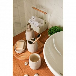 Набор аксессуаров для ванной комнаты SAVANNA Soft, 4 предмета (мыльница, дозатор для мыла 400 мл, 2 стакана), цвет бежевый