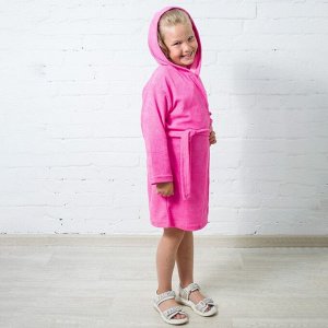 Халат махровый для девочек, рост, цвет розовый 180г/м, 80% хлопок, 20% полиэстер