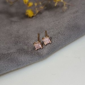 Серьги  гвоздики  " ML" ювелирная бижутерия с фианитом, покрытие: позолота, цвет камня: светло-розовый, 455092, арт. 847.433