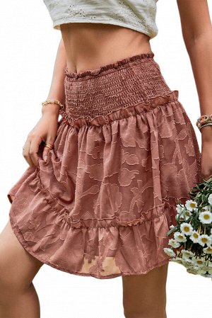 Розовая юбка-мини с эластичным поясом и аппликацией
