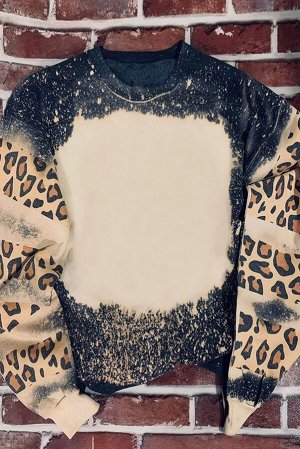 Черный свитшот с леопардовым принтом