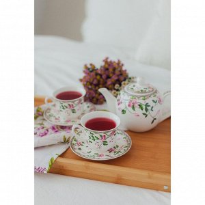 Чайная пара фарфоровая Доляна «Бланко», 2 предмета: чашка 220 мл, блюдце d=14,3 см, цвет белый