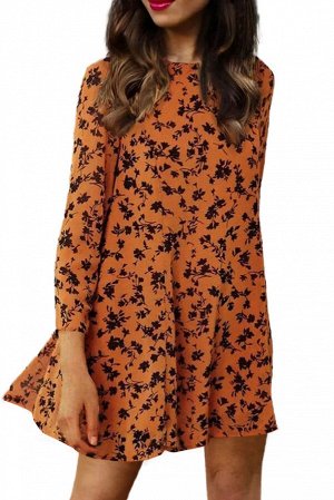 VitoRicci Оранжевое платье с длинным рукавом и круглым вырезом
