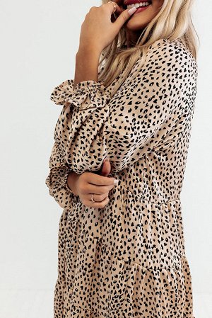 Леопардовое платье-блузка с объемным рукавом