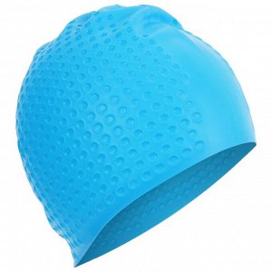 Шапочка для плавания взрослая, массажная, силиконовая, обхват 54-60 см, цвет голубой
