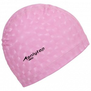 ONLITOP Шапочка для плавания взрослая, тканевая, обхват 54-60 см, цвет розовый