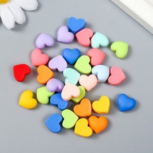 Декор для творчества пластик "Матовое сердечко" набор 30 шт МИКС 0,6х1,2х1,3 см