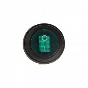 Переключатель влагозащищенный круглый зелёный с подсветкой, 250 В, 6 А, 3 контакта