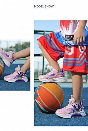 Кроссовки для девочек с автоматической шнуровкой, сбоку принт, цвет фиолетовый/розовый