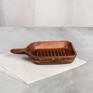 Сковорода-гриль "Эко", красная глина, 20х16х3.4 см