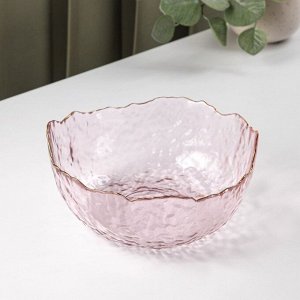 Салатник стеклянный на подставке «Иней. Розовый» 1,1 л, 23x20x10,5 см