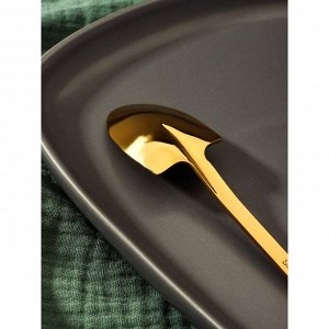Ложка десертная Magistro «Лопата», h=15,5 см, форма овальная, цвет золотой