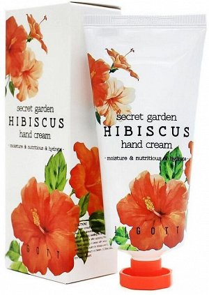 Jigott Крем для рук с экстрактом гибискуса Hand Cream Hibiscus Secret Garden, 100 мл