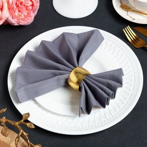 Набор салфеток с декоративными кольцами Grey pleasure, 40x40 см - 4 шт., 100% хлопок, саржа 190 г/м²