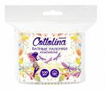 COTTOLINA®️ Ватные косметические палочки из 100% хлопка, 100 шт (ПЭ пакет)