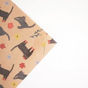 Бумага упаковочная крафтовая «Котики», 50 x 70 см