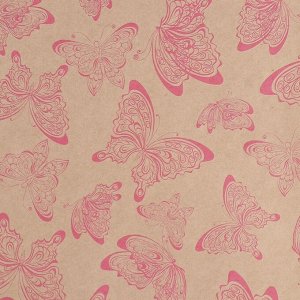 Бумага упаковочная крафтовая «Бабочки», 50 x 70 см