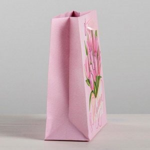 Пакет ламинированный вертикальный «Тюльпаны 8 марта», S 12 ? 15 ? 5,5 см