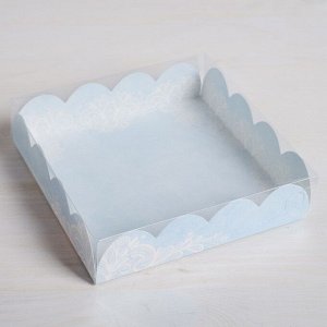 Коробка для кондитерских изделий с PVC-крышкой «Сделано с любовью», 13 x 13 x 3 см