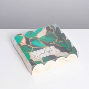 Коробка для кондитерских изделий с PVC крышкой «Wonderful», 13 x 13 x 3 см