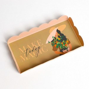 Коробка для кондитерских изделий с PVC крышкой «Make today magic», 10,5 x 21 x 3 см