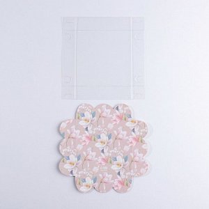 Коробка для кондитерских изделий с PVC крышкой «Цветы», 10,5 x 10,5 x 3 см