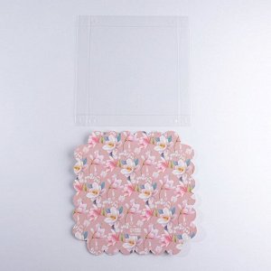 Дарите Счастье Коробка для кондитерских изделий с PVC крышкой «Цветы», 21 x 21 x 3 см