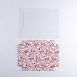 Коробка для кондитерских изделий с PVC крышкой «Цветы», 22 x 15 x 3 см