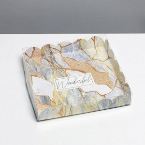 Коробка для кондитерских изделий с PVC крышкой «Камень», 18 x 18 x 3 см