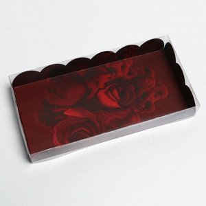 Коробка для кондитерских изделий с PVC крышкой «Розы», 10,5 ? 21 ? 3 см