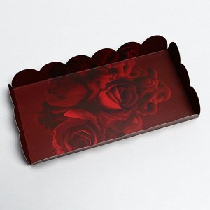 Коробка для кондитерских изделий с PVC крышкой «Розы», 10,5 ? 21 ? 3 см