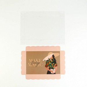 Коробка для кондитерских изделий с PVC крышкой «Make today magic», 22 x 15 x 3 см