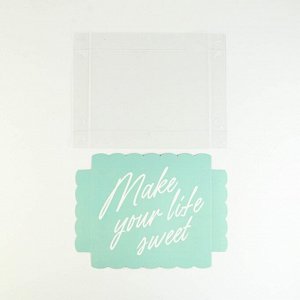 Коробка для кондитерских изделий с PVC крышкой «Make your life sweet», 22 x 15 x 3 см