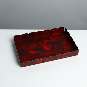 Коробка для кондитерских изделий с PVC крышкой «Розы», 22 x 15 x 3 см